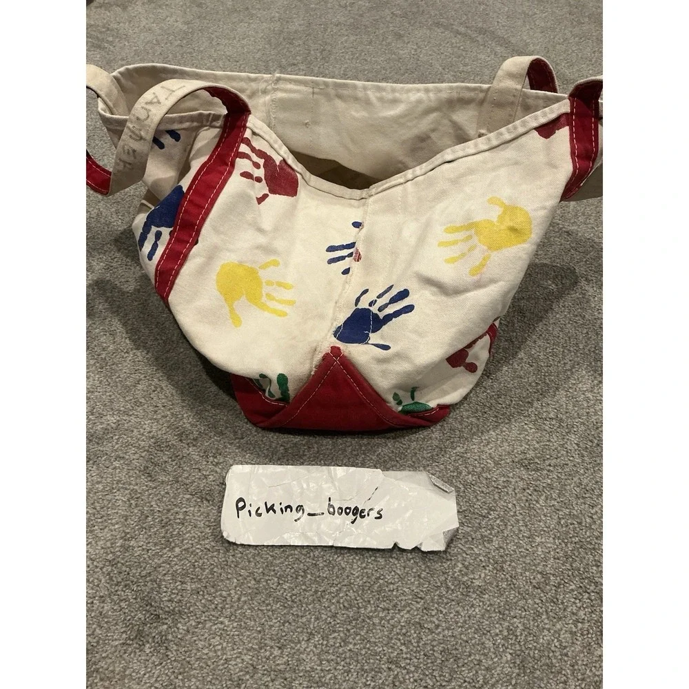 LL Bean Boat & Tote Hand Print Design Canvas Bag Finger Paint 23